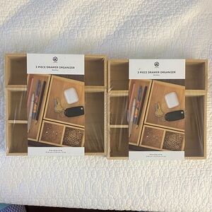 Natural Bamboo Drawer Organizer Set